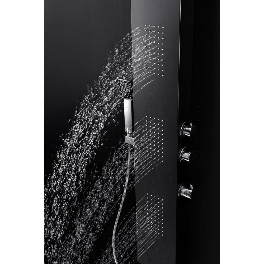 Black Aluminum 66'' Shower Panel with Rain Shower Head