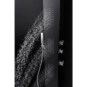 LEVEL Series 66 in. 3-Jetted Full Body Shower Panel System with Heavy Rain Shower and Spray Wand in Black