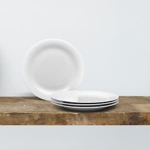 Conifere 10.75 in. (White) Porcelain Rim Dinner Plates, (Set of 4)