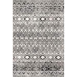 Lucci Machine Washable Aztec Gray 4 ft. x 6 ft. Area Rug