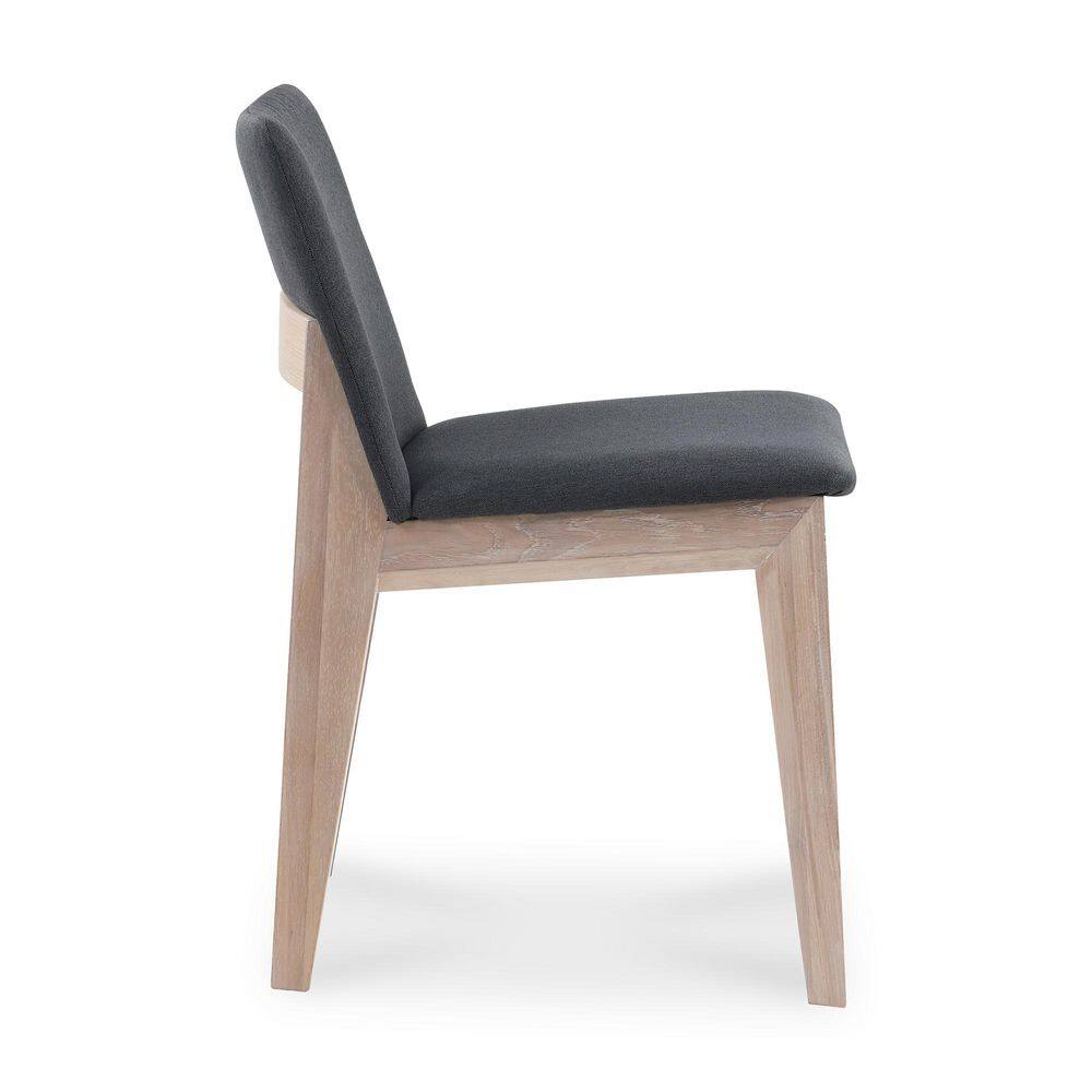 Natural Wood Dark Gray Upholstered Side Chair Set