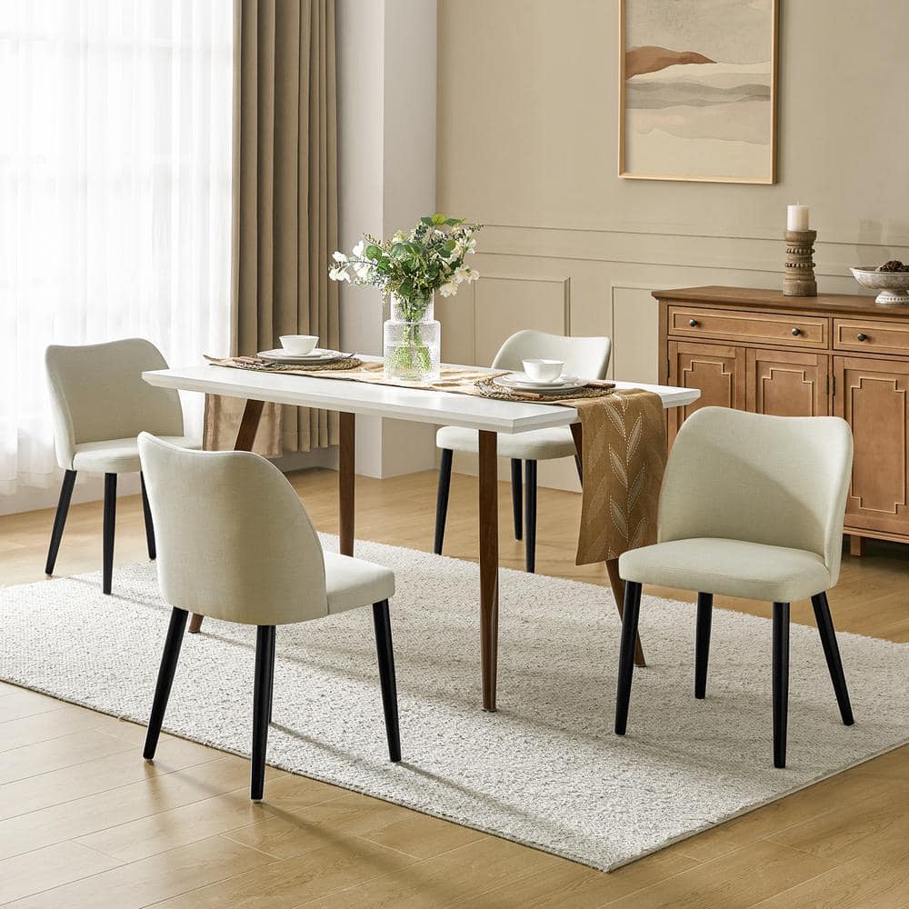 JAYDEN CREATION Eliseo Ivory Modern Dining Chair with Solid