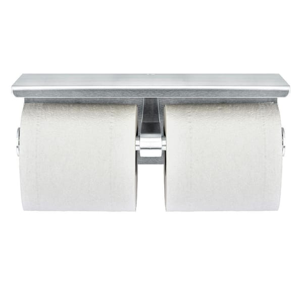 ALPINE INDUSTRIES DOUBLE TOILET PAPER HOLDER WITH SHELF STORAGE RACK, BRUSHED  STAINLESS – Alpine