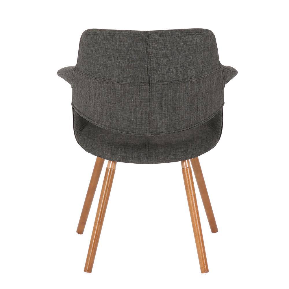 High-Back Walnut and Charcoal Fabric Upholstered Arm Chair