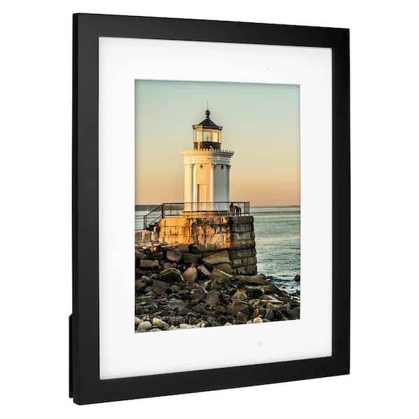 Malden International 8x10 Matted / 11x13 Linear Wall - Black Picture Frame