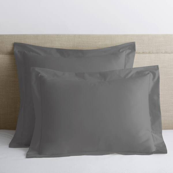 The Company Store Legends Luxury Solid Gray Smoke 500-Thread Count Cotton Sateen Euro Sham