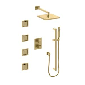 ZLINE Crystal Bay Thermostatic Shower System with Four Body Jets in Champagne Bronze (CBY-SHS-T3-CB)