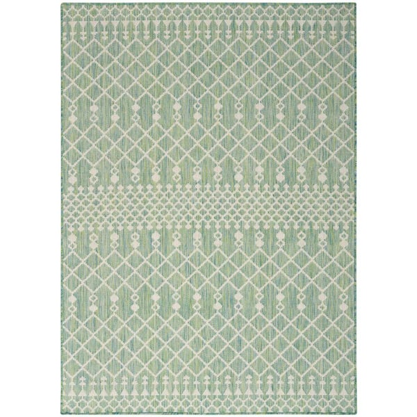 Nourison Positano Blue Green 6 ft. x 9 ft. Moroccan Contemporary Area Rug