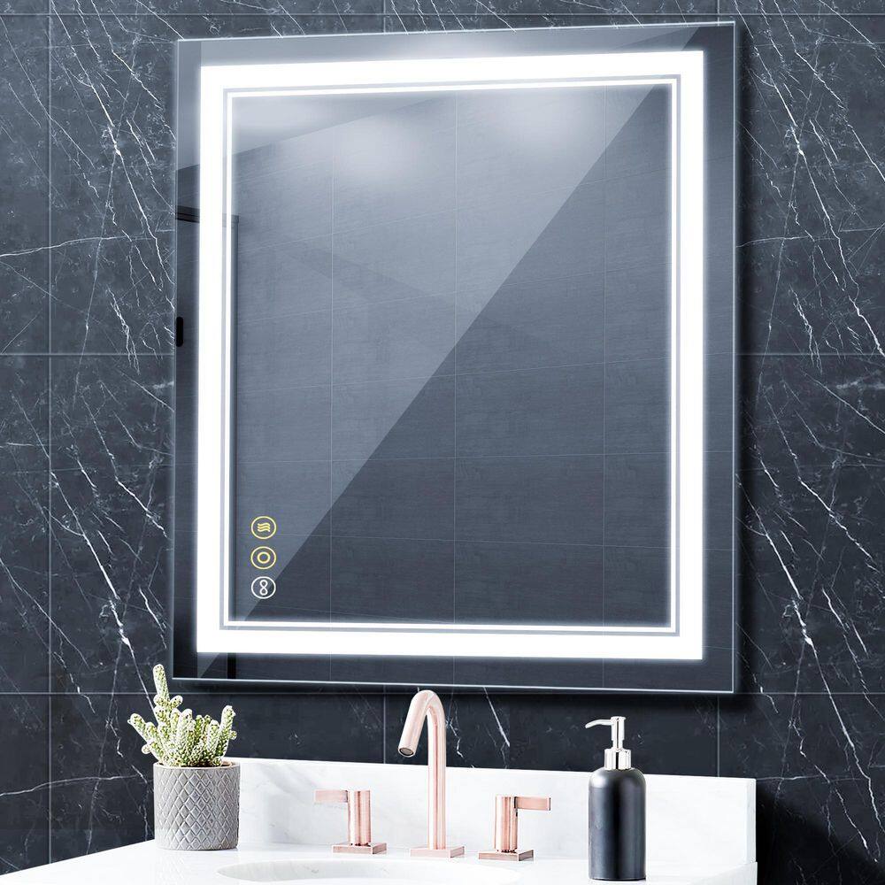 HBEZON Flora 36 in. W x 30 in. H Medium Rectangular Frameless AntiFog