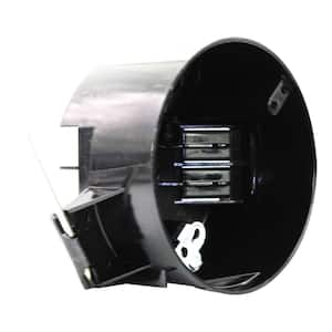 New Work 20 cu. in. Nail-on Round Electrical Ceiling Box with Wiring Clamps and Ground Lug, 50-lb. Capacity, Black
