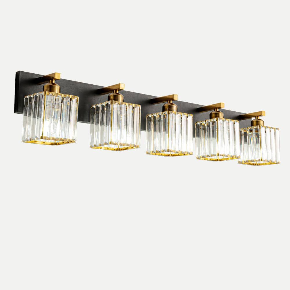 36.22in 5-Lights Black Gold Crystal Vanity Lights Over Mirror for Bathroom price history on PriceWatchPro