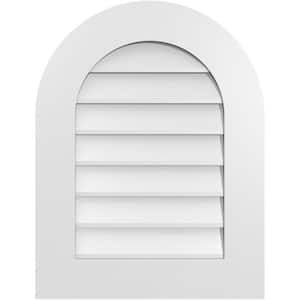 20 in. x 26 in. Round Top Surface Mount PVC Gable Vent: Decorative with Standard Frame