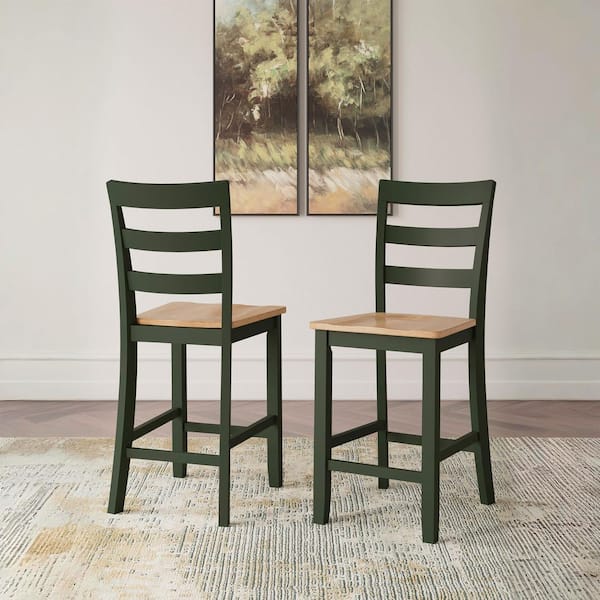 Gesthaven Green / Light Brown Wood Counter Height Bar Stool