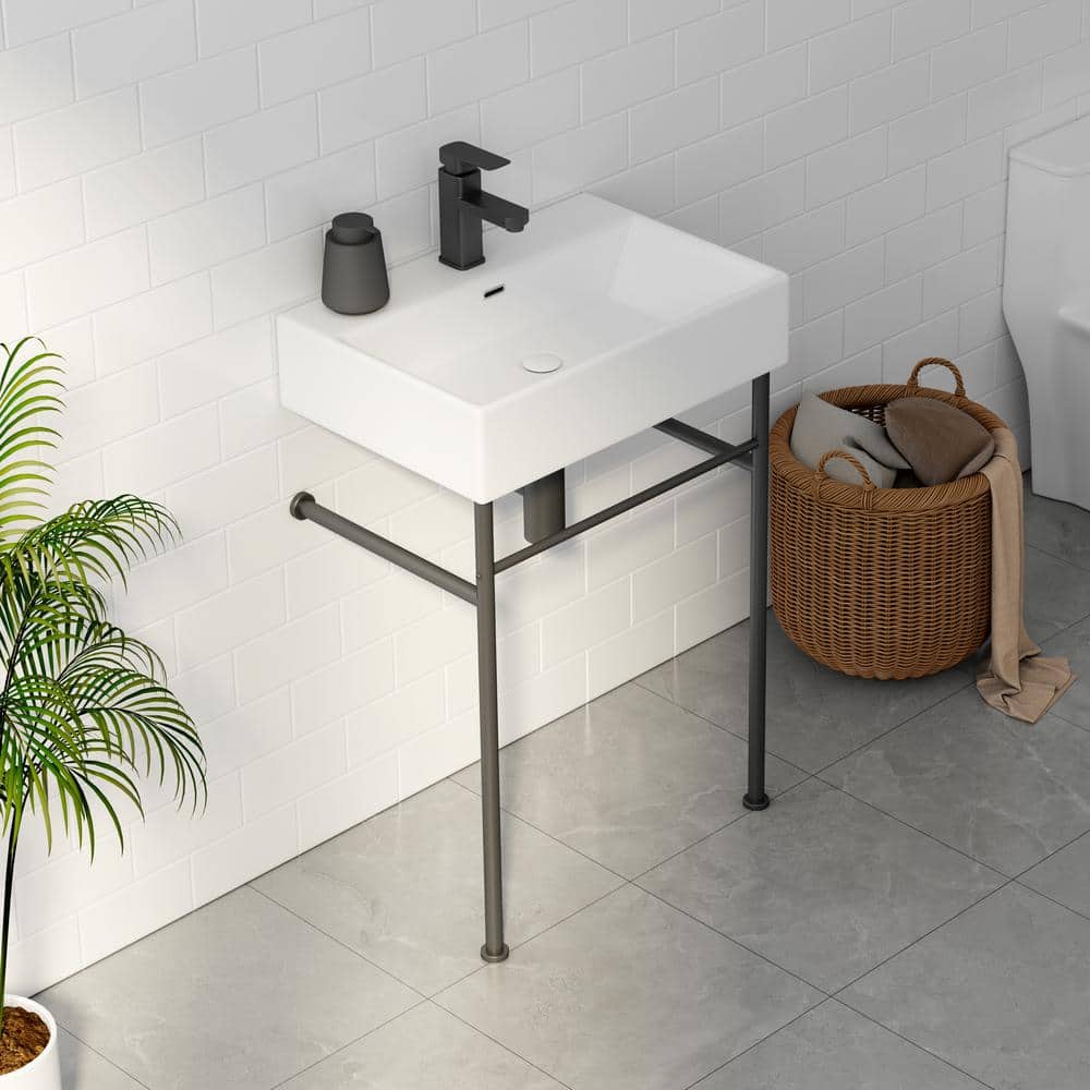 Turner 24" Matte Black Ceramic Wall-Mount Console Sink