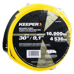 30 ft. x 4 in. x 20,000 lbs. Vehicle Recovery Strap with Protected Loops