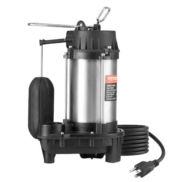 VEVOR 0.75HP Submersible Sewage Pump with 10 ft. Power Cord and Automatic Float Switch for Clean Flooded Yard