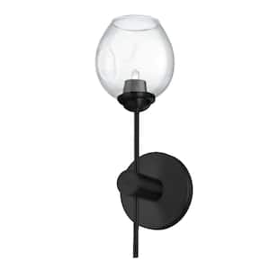 Abii 4.75 in. 1-Light Matte Black Vanity Light with Clear Glass