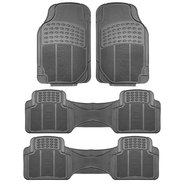 FH Group Gray Heavy Duty 3 Row 4-Piece 29 in. x 18 in. Vinyl Car Floor Mats
