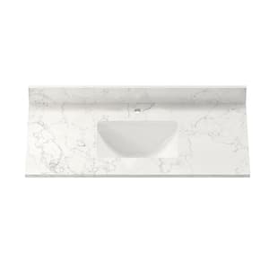 43 in. W x 22 in. D Engineered composite White Rectangular Single Sink and Backsplash Bathroom Vanity Top in Carara Jade