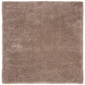 Royal Shag Brown 7 ft. x 7 ft. Square Solid Area Rug