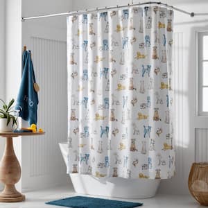 Company Cotton Handsome Hounds Percale 72 in. Multi Shower Curtain