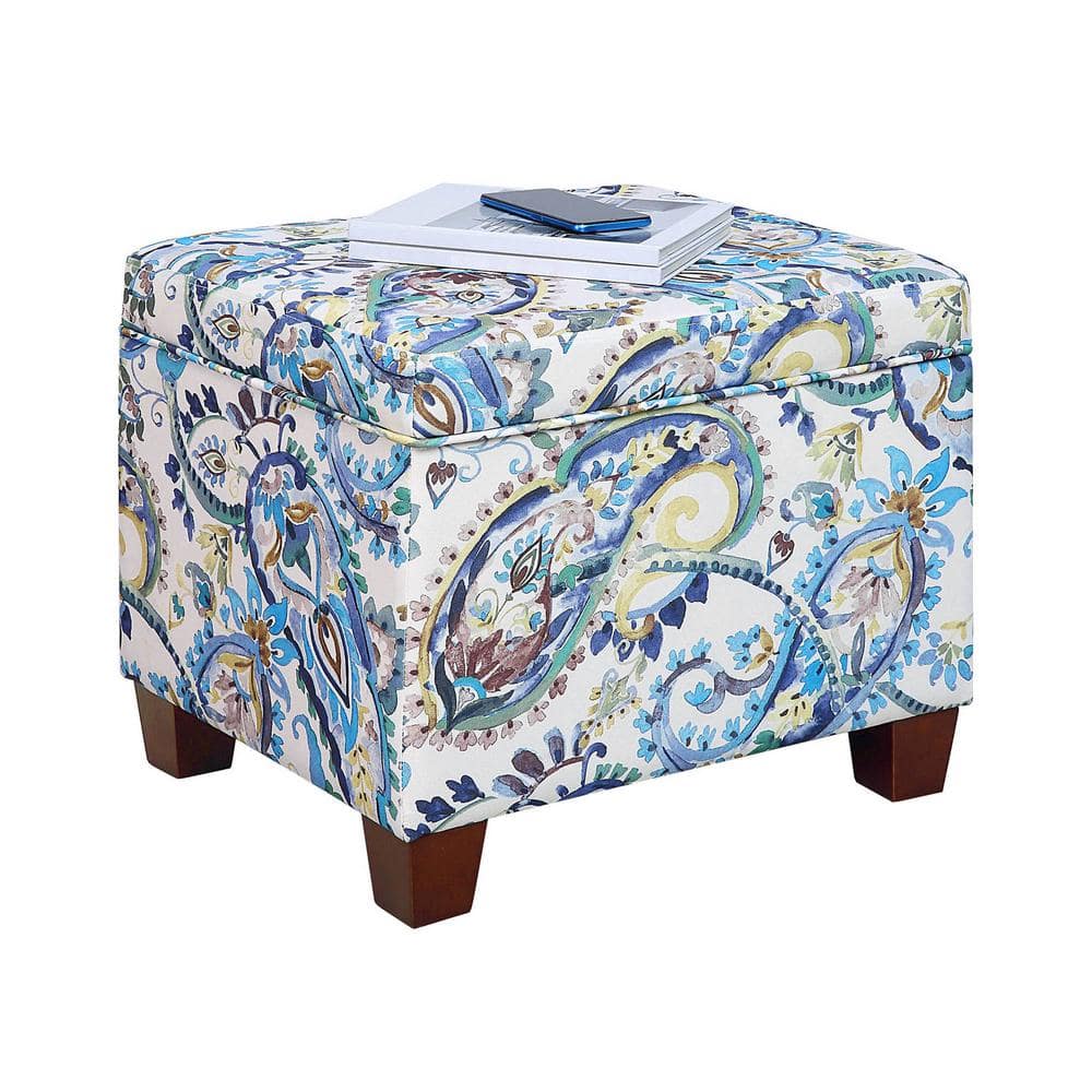 Madison 18'' Paisley Fabric Multi-Function Storage Ottoman