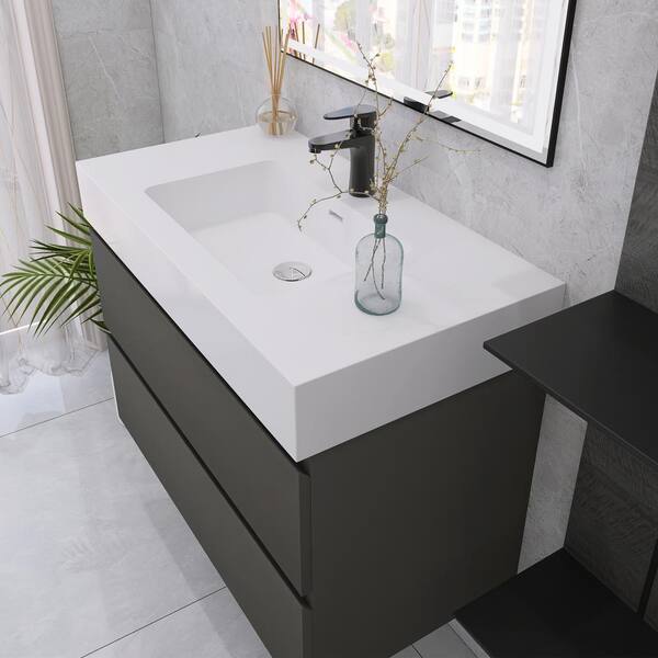 36 in. W x 18 in. D x 25 in. H Single Sink Wall Mounted Bath