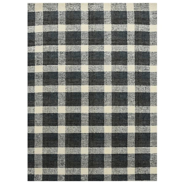 Tartan 8 x 10 Charcoal Plaid Pattern Area Rug for High Traffic Living Room Dining Room Bedroom