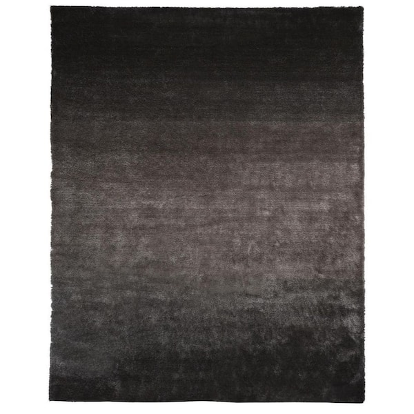 HomeRoots 4 ft. x 6 ft. Gray, Black Solid Color Area Rug