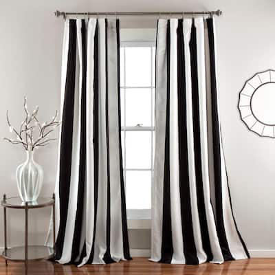Striped Black Curtains Window Treatments The Home Depot Striped Black Curtains Window, Black And Ivory Striped Curtains