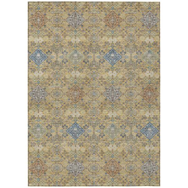 Chantille Machine Washable Indoor/Outdoor Abstract ACN2440 Gold 8 ft. x 10 ft. Area Rug