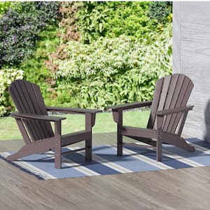 Mason Dark Brown Poly Plastic Outdoor Patio Classic Adirondack Chair, Fire Pit Chair (Set of 2)
