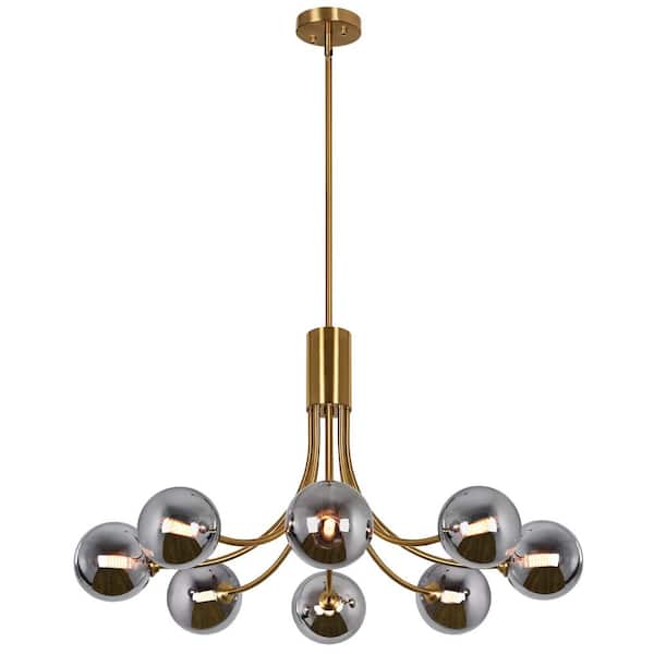 Auffel 8 Light Brass Modern Sputnik Chandelier for Dining Room