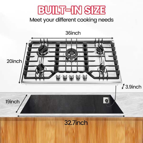 36 Professional Gas Cooktop - 5 Burners