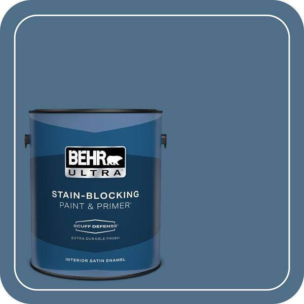 BEHR ULTRA 1 gal. #570D-6 Neptune Blue Extra Durable Satin Enamel Interior Paint & Primer