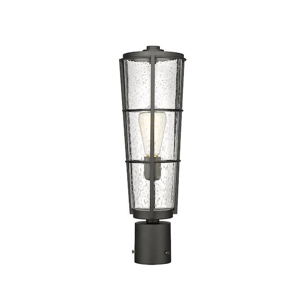 Unbranded Helix 1-Light Black 19.5 in. Aluminum Hardwired Outdoor Weather Resistant Post Light Round Fitter with No Bulb Included