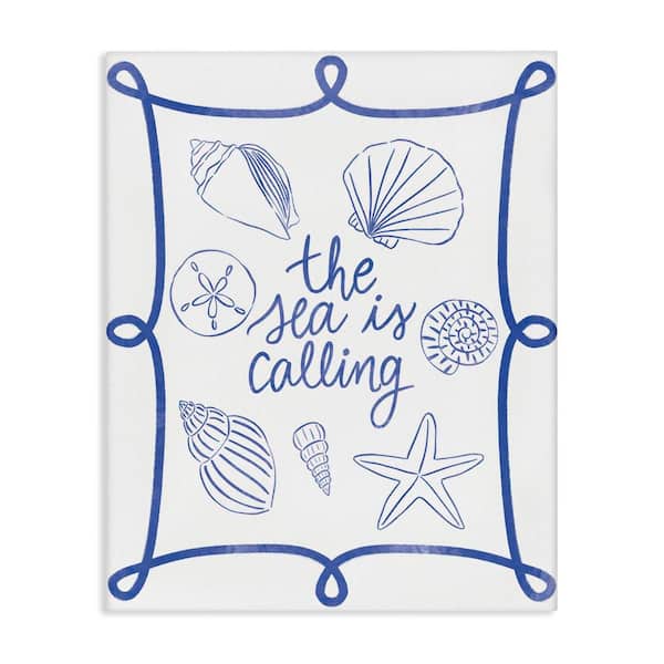 Stupell Industries Sea Is Calling with Shells by Taylor Shannon Designs Unframed Coastal Graphic Art Print 48 in. x 36 in.