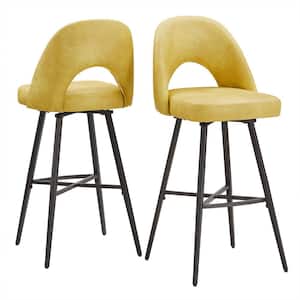 42.5 in. H Yellow Metal Swivel Bar Height Stools (Set Of 2)