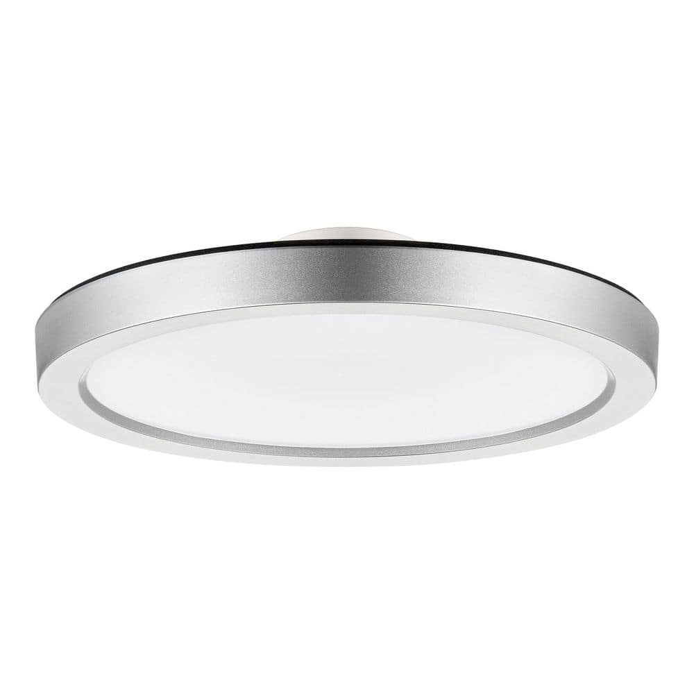 7 in. Light Round Nickel Integrated LED Ceiling Flush Mount Fixture, Soft W