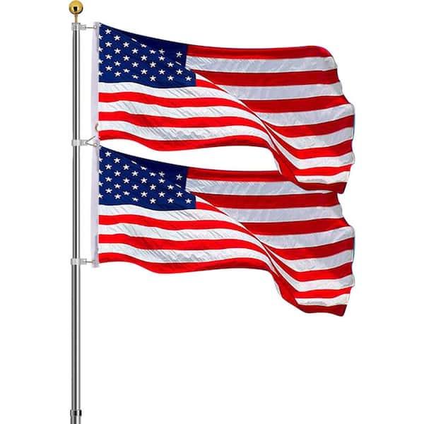 Extra Thick 30 ft. Aluminum Telescoping Flagpole Kit with 3x5 U.S. Flag and Golden Ball