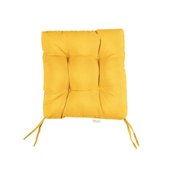 SORRA HOME Sunbrella Canvas Sunflower Tufted Chair Cushion Square Back 16 x 16 x 3