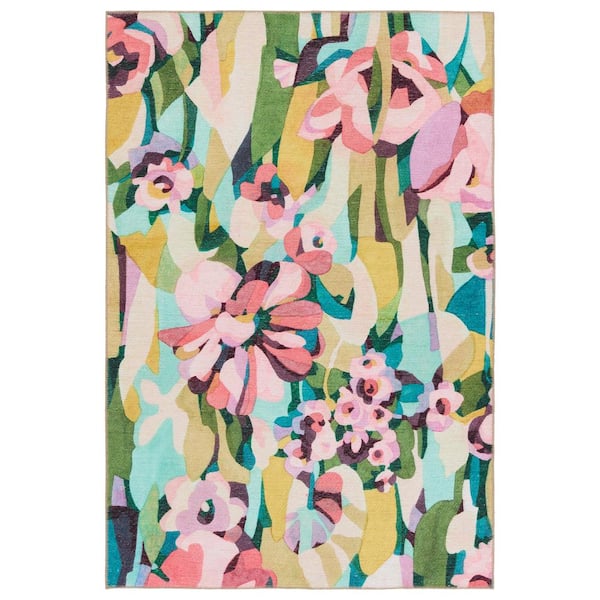 VIBE BY JAIPUR LIVING Amicia 4 ft. x 6 ft. Floral Multicolor/Pink Indoor/Outdoor Area Rug