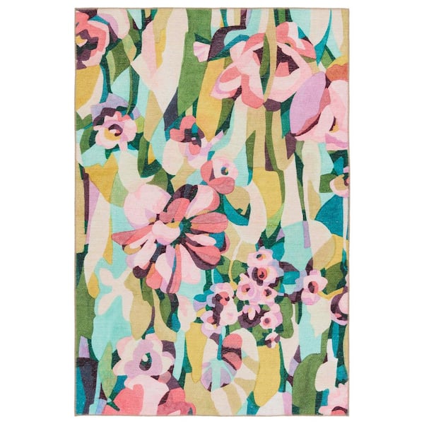 VIBE BY JAIPUR LIVING Amicia 8 ft. x 10 ft. Floral Multicolor/Pink Indoor/Outdoor Area Rug