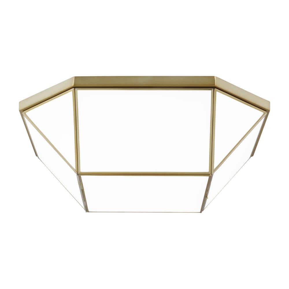 Satin Brass Glass 20" Indoor/Outdoor Flush Mount Light