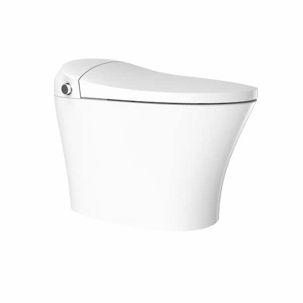 Hanikes 1-Piece 1.1 GPF High-Efficiency Single Flush Elongated Toilet in White with Built-in Tank, Heated Seat, and Auto Flush