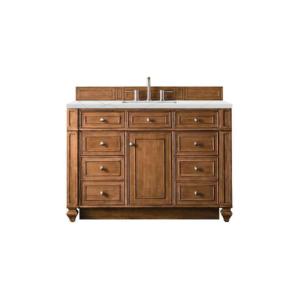 James Martin Vanities Bristol 48 in. W x 23.5 in. D x 34 in. H Bathroom Vanity in Saddle Brown with Ethereal Noctis Quartz Top