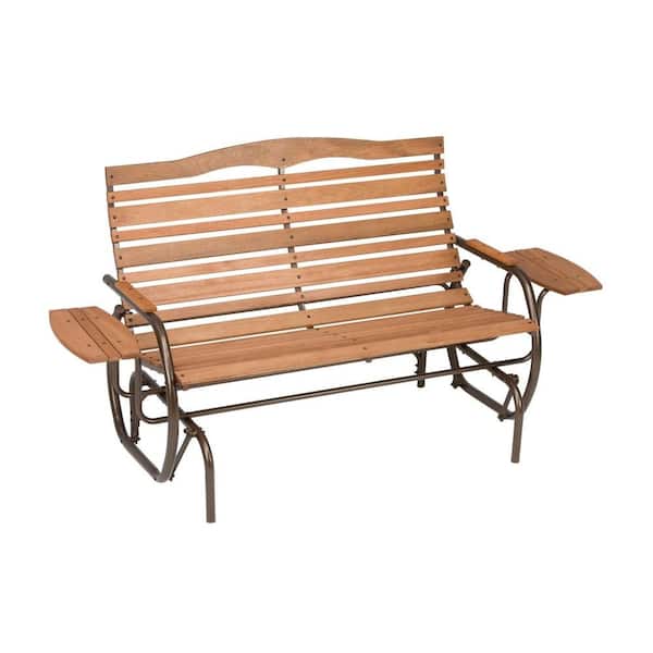 JACK-POST Country Garden Outdoor Hardwood Bench Glider with Trays