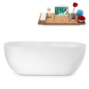 67 in. Acrylic Flatbottom Non-Whirlpool Bathtub in Glossy White with Glossy White Drain and Overflow Cover