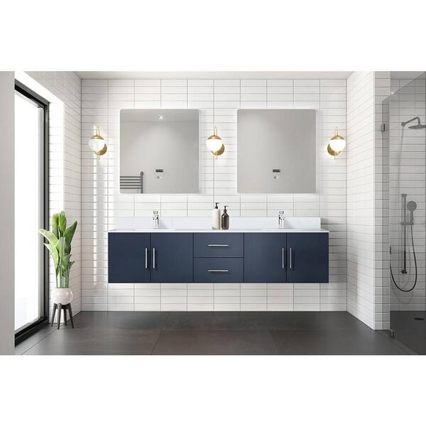 Lexora Sherman 72 in W x 22 in D Black Double Bath Vanity, Carrara