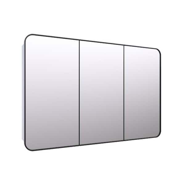 Calla 48 in. W x 32 in. H x 5 in. D Black Recessed Medicine Cabinet with Mirror